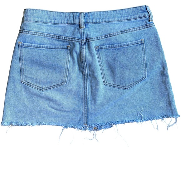 PacSun Blue Distressed Denim Mini Skirt Size 28 100% Cotton - Picture 2 of 6